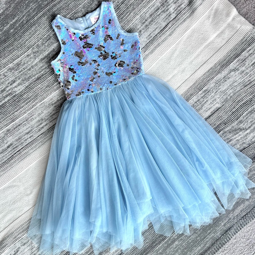 Justice Sleeveless Tulle Dress Sequin Top